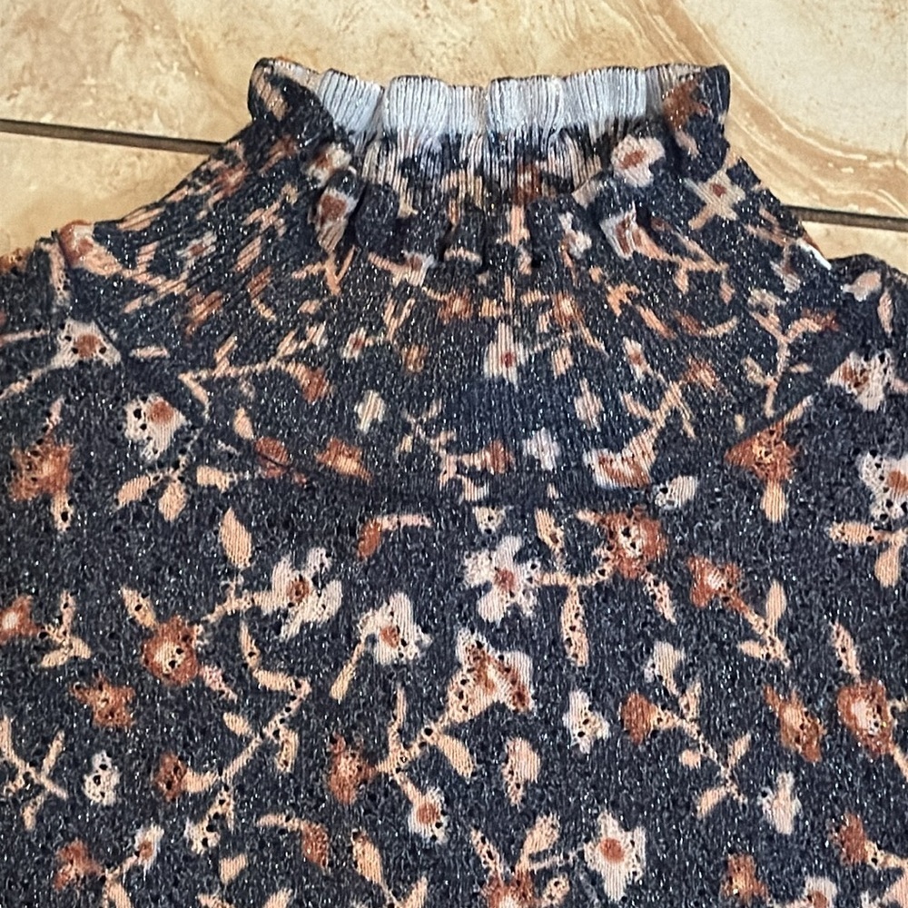 Zara Floral Cowl Neck Sweater - Black and Brown - Picture 13 of 13